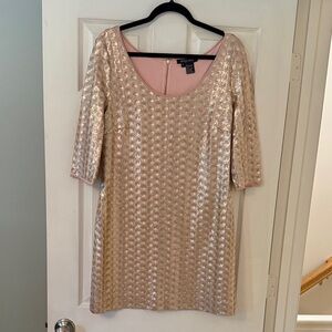 Etcetera Shimmering Cream Mini Dress